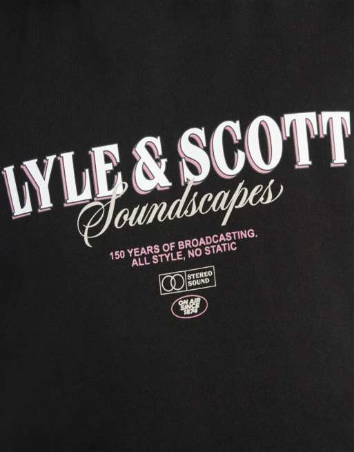 Lyle & Scott Mid layers soundscapes graphic hoodie in z865 jet black, 6 of 6