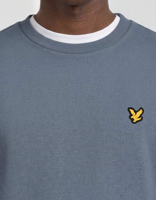 Lyle & Scott Mid layers sports loopback crew neck in y276 steel blue, 4 of 5