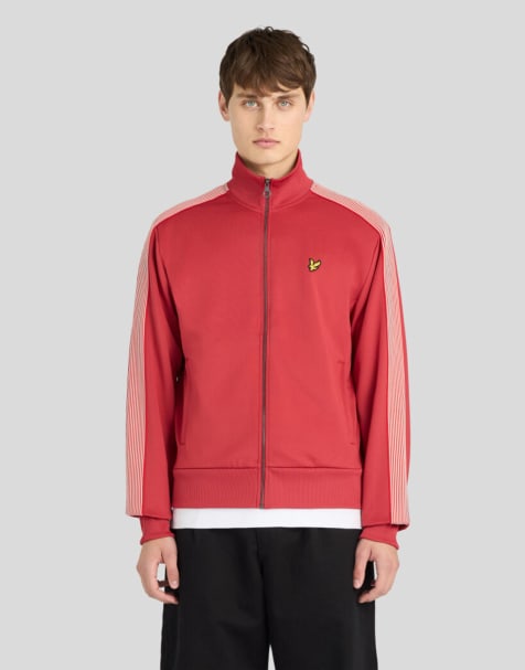 Lyle & Scott Mid layers striped taped track jacket in y112 garnet - view 1