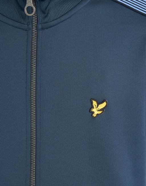 Lyle & Scott Mid layers striped taped track jacket in z271 dark navy, 6 of 6