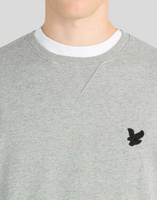 Lyle & Scott Mid layers strukturiertes Sweatshirt mit Adler und Rundhalsausschnitt in graumeliert, 3 von 5