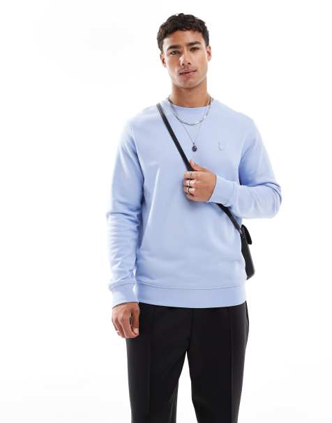 Lyle & Scott Mid layers superfine crew neck sweatshirt in x828 brunnera blue - view 1