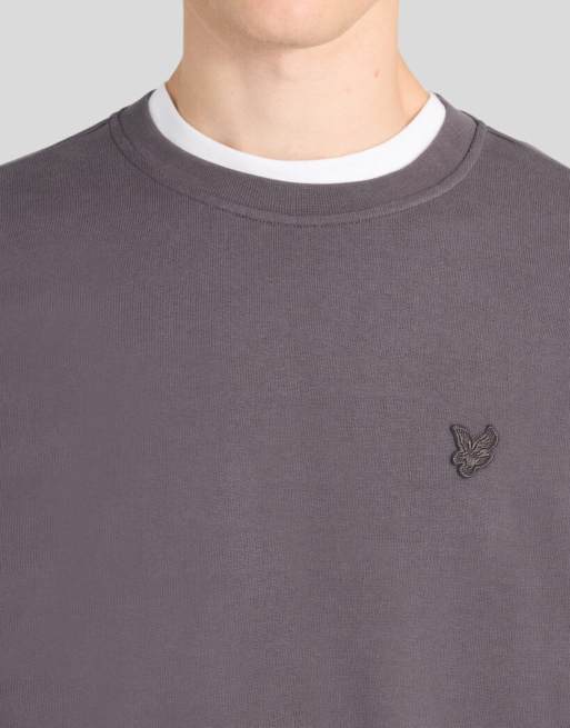 Lyle & Scott Mid layers superfine crew neck sweatshirt in y079 iron, 3 of 6