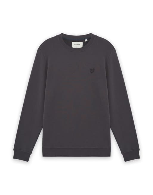 Lyle & Scott Mid layers superfine crew neck sweatshirt in y079 iron, 5 of 6