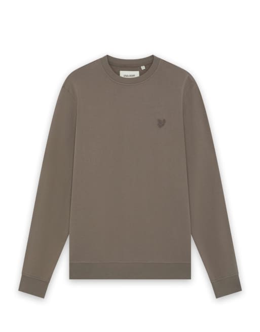 Lyle & Scott Mid layers superfine crew neck sweatshirt in y268 mink taupe, 5 of 6