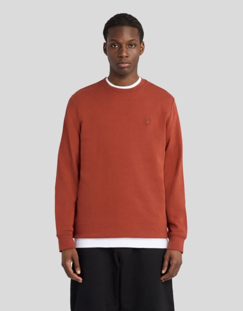 Lyle & Scott Mid layers superfine crew neck sweatshirt in y269 saddle auburn - view 1
