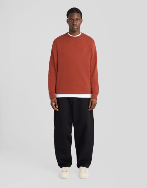 Lyle & Scott Mid layers superfine crew neck sweatshirt in y269 saddle auburn, 2 of 6
