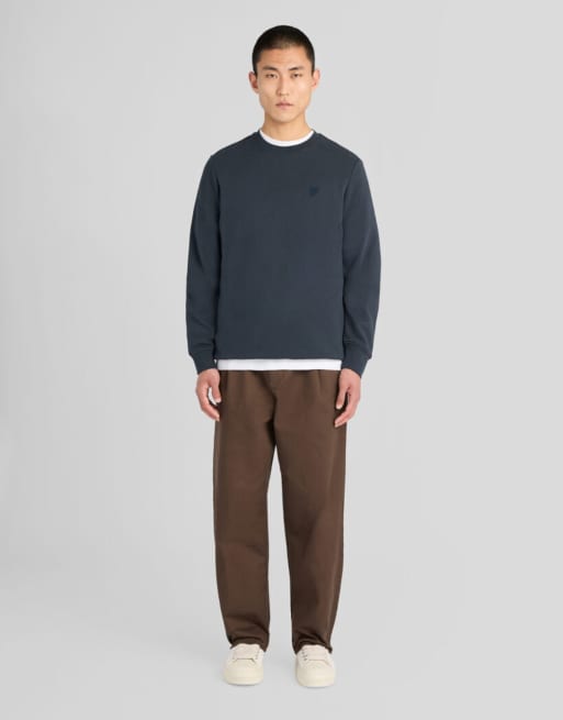 Lyle & Scott Mid layers superfine crew neck sweatshirt in z271 dark navy, 7 of 7