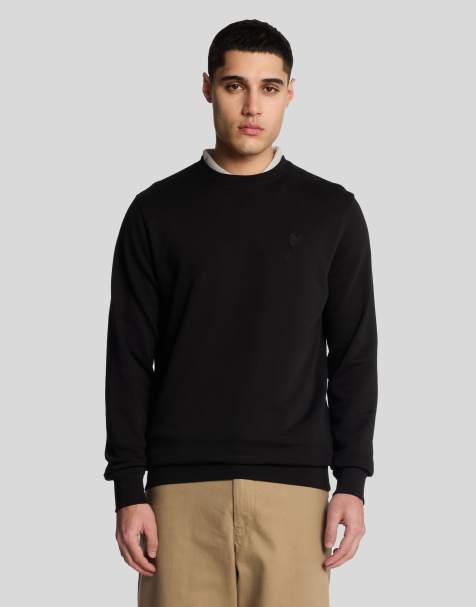Lyle & Scott Mid layers superfine crew neck sweatshirt in z865 jet black - view 1