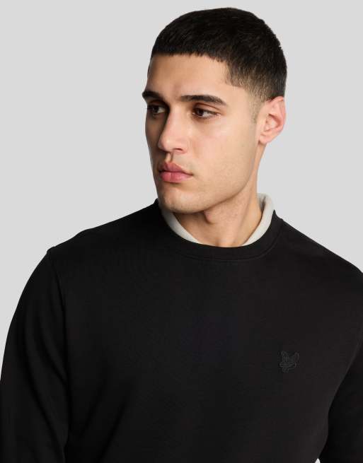 Lyle & Scott Mid layers superfine crew neck sweatshirt in z865 jet black, 4 of 7