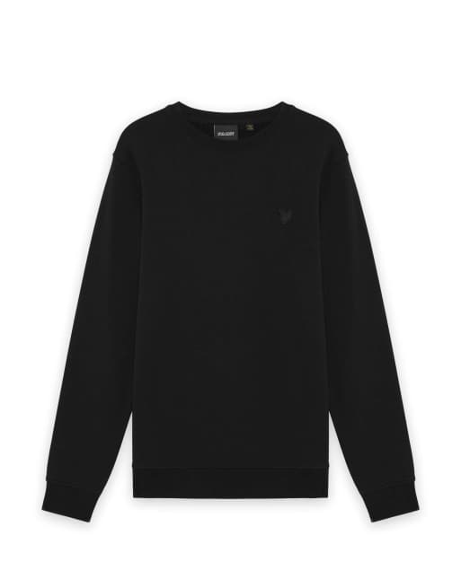 Lyle & Scott Mid layers superfine crew neck sweatshirt in z865 jet black, 5 of 7