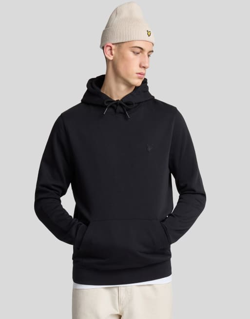 Lyle & Scott Mid layers superfine pullover hoodie in   jet black  