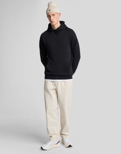 Lyle & Scott Mid layers superfine pullover hoodie in z865 jet black - view 1