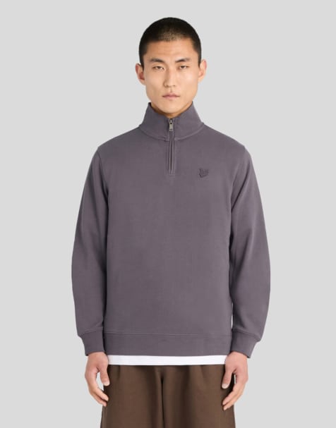 Lyle & Scott Mid layers superfine quarter zip sweatshirt in y079 iron - view 1