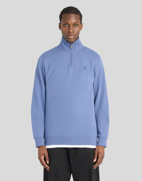 Lyle & Scott Mid layers superfine quarter zip sweatshirt in y253 smoke blue - view 1