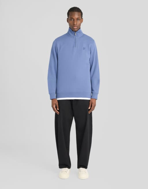 Lyle & Scott Mid layers superfine quarter zip sweatshirt in y253 smoke blue, 2 of 6