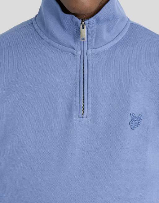 Lyle & Scott Mid layers superfine quarter zip sweatshirt in y253 smoke blue, 3 of 6