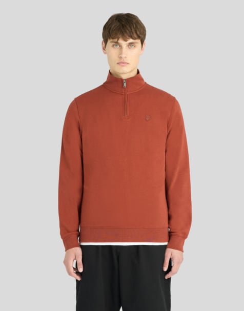 Lyle & Scott Mid layers superfine quarter zip sweatshirt in y269 saddle auburn - view 1