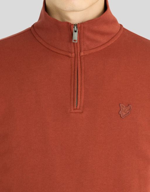Lyle & Scott Mid layers superfine quarter zip sweatshirt in y269 saddle auburn, 3 of 6