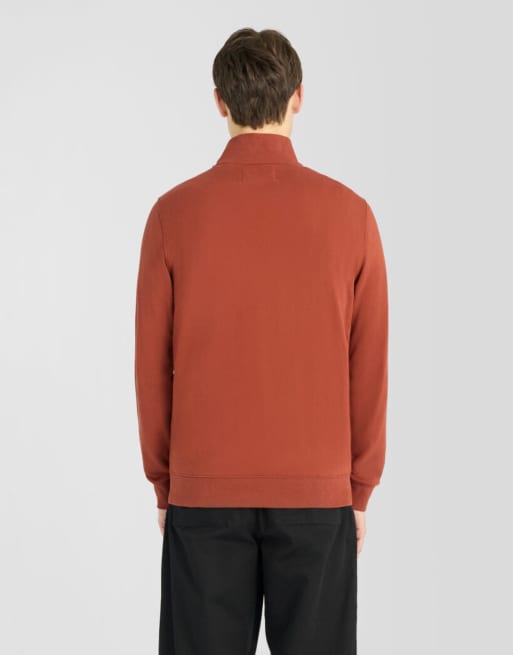 Lyle & Scott Mid layers superfine quarter zip sweatshirt in y269 saddle auburn, 4 of 6