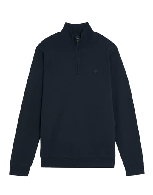 Lyle & Scott Mid layers superfine quarter zip sweatshirt in z271 dark navy, 5 of 7