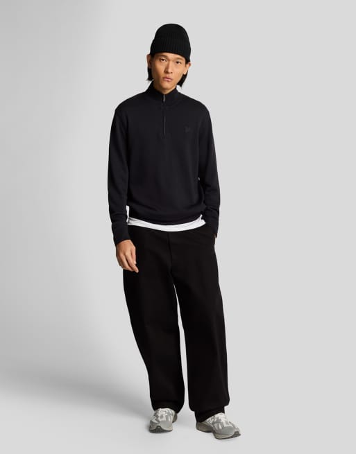 Lyle & Scott Mid layers superfine quarter zip sweatshirt in z865 jet black, 2 of 7