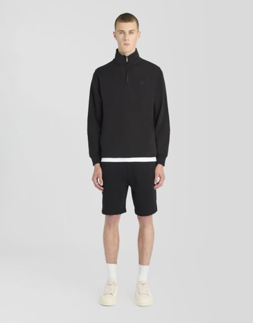 Lyle & Scott Mid layers superfine quarter zip sweatshirt in z865 jet black, 7 of 7
