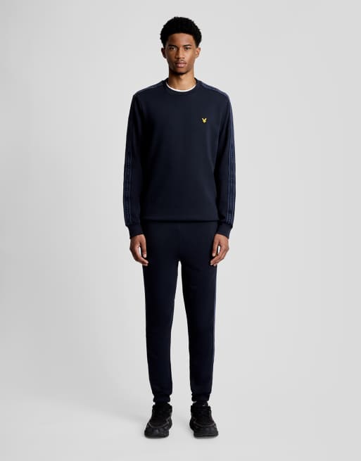 Lyle & Scott - Mid Layers - Sweatshirt van jacquard met ronde hals en bies donker marineblauw, 2 van 7