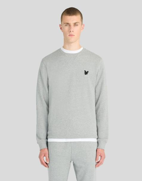 Lyle & Scott Mid layers textured eagle crew neck sweatshirt in t28 mid grey marl - view 1