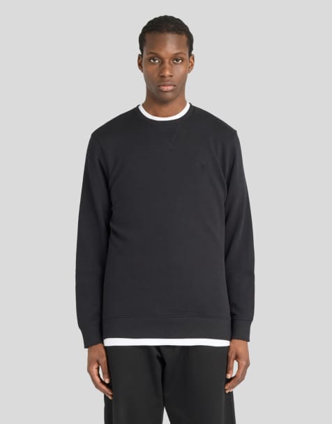 Lyle & Scott Mid layers textured eagle crew neck sweatshirt in z865 jet black - view 1