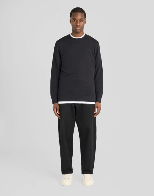 Lyle & Scott Mid layers textured eagle crew neck sweatshirt in z865 jet black, 2 of 5