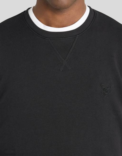Lyle & Scott Mid layers textured eagle crew neck sweatshirt in z865 jet black, 3 of 5