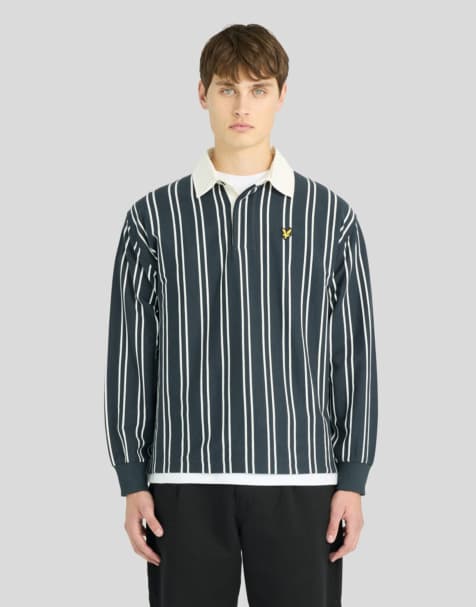 Lyle & Scott Mid layers vertical stripe rugby in w403 dark navy/ white - view 1