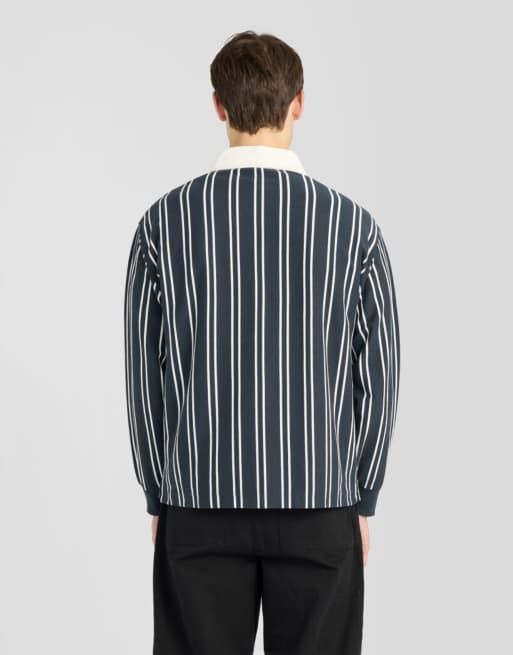 Lyle & Scott Mid layers vertical stripe rugby in w403 dark navy/ white, 3 of 6