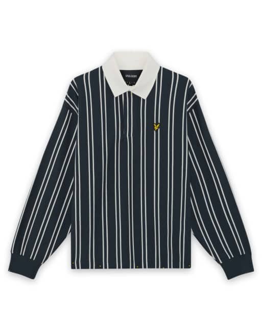 Lyle & Scott Mid layers vertical stripe rugby in w403 dark navy/ white, 4 of 6