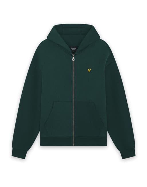 Lyle & Scott Mid layers zip through hoodie in w486 dark green, 5 of 5