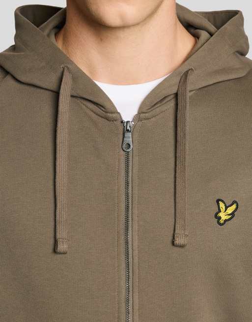 Lyle & Scott Mid layers zip through hoodie in x569 khaki ash, 4 of 6
