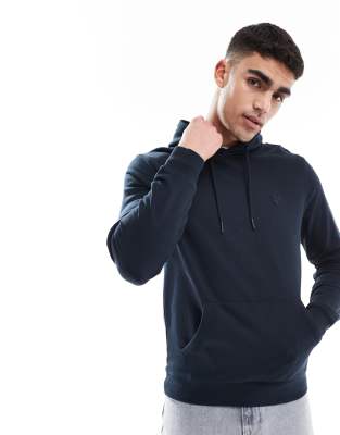 Lyle & Scott Mid superfine pullover hoodie in navy