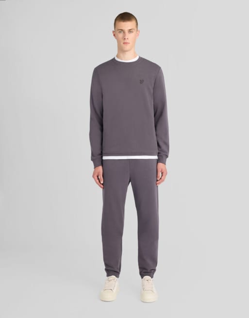 Lyle & Scott midlayer felpa girocollo superfine in y079 iron, 2 di 6