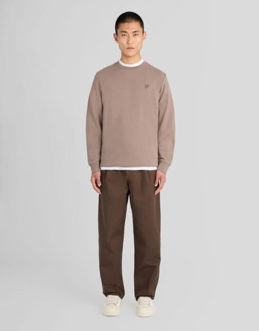 Lyle & Scott midlayer felpa girocollo superfine in y268 mink taupe, 2 di 6