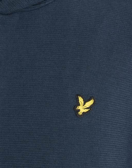 Lyle & Scott midlayer hoodie met geo-rib in donker marineblauw, 6 van 6