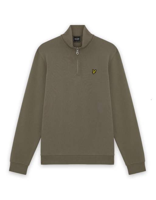 Lyle & Scott midlayer in loopback con zip corta a un quarto x569 khaki ash, 7 di 7