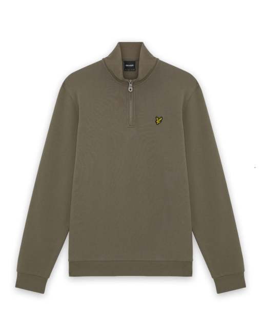 Lyle & Scott Midlayer-Loopback-Sweatshirt mit Viertelreißverschluss in x569 khaki ash, 5 von 6