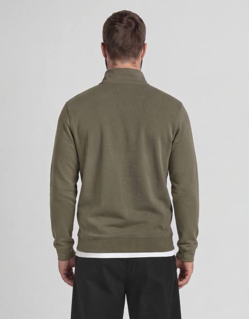 Lyle & Scott Midlayer-Loopback-Sweatshirt mit Viertelreißverschluss in x569 khaki ash, 5 von 7