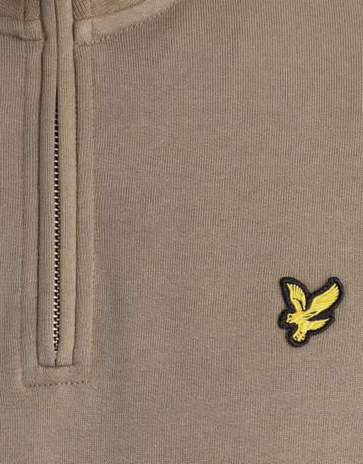 Lyle & Scott midlayer met loopback en kwartrits in x569 kaki asgrijs, 2 van 7