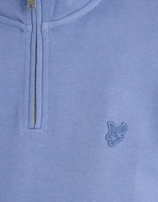 Lyle & Scott midlayer sweatshirt con zip corta in superfine y253 smoke blue, 6 di 6