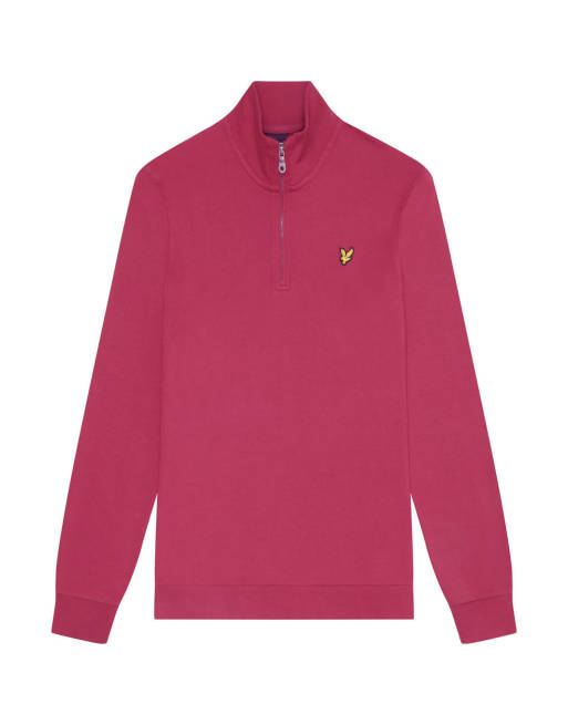 Lyle & Scott Midlayer-Sweatshirt-Pullover mit halbem Reißverschluss in Burgunderrot, 5 von 7