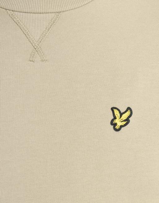 Lyle & Scott midlayer-sweatshirt van zware loopback met ronde hals in kaki rookgrijs, 6 van 6