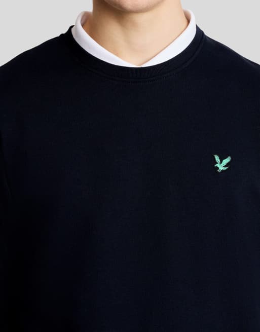 Lyle & Scott midlayers golf sweatshirt met ronde hals in donker marineblauw, 3 van 5