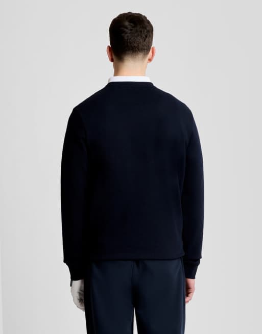 Lyle & Scott midlayers golf sweatshirt met ronde hals in donker marineblauw, 4 van 5